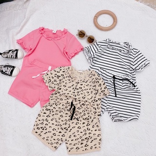 Bộ Quần Áo Trẻ Em Cộc Tay  Bé Gái Sang Chảnh Vải Cotton Cho Bé Từ 10-22kg