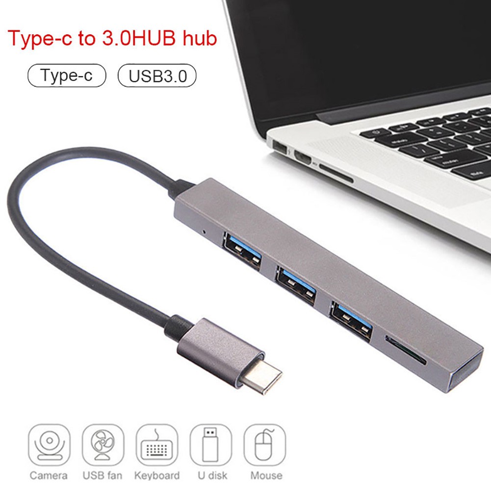 4 in 1 USB 3.1 Type-C to USB 3.0 TF Reader Slot Hub Adapter for MacBook Pro/Air