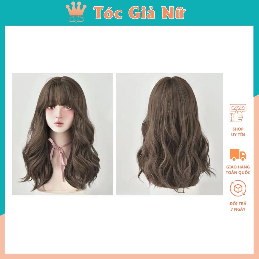 Tóc giả nữ nguyên đầu xoăn dợn lửng C0304, tặng kèm lưới trùm