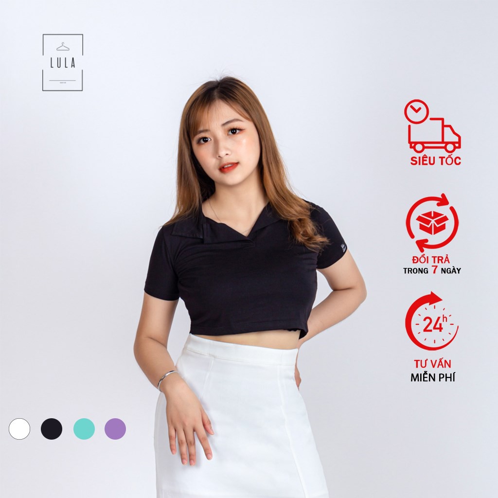 Croptop có cổ trẻ trung nhiều màu, Croptop cotton cổ Đức mát và thấm mồ hôi