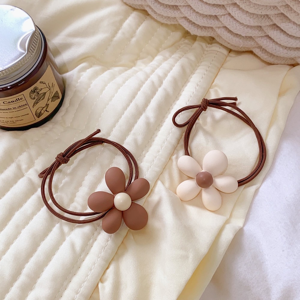 Dây Buộc Tóc Cao Su Mặt Nhám Hình Gấu Và Hoa Dễ Thương Ngọt Ngào Cho Nữ