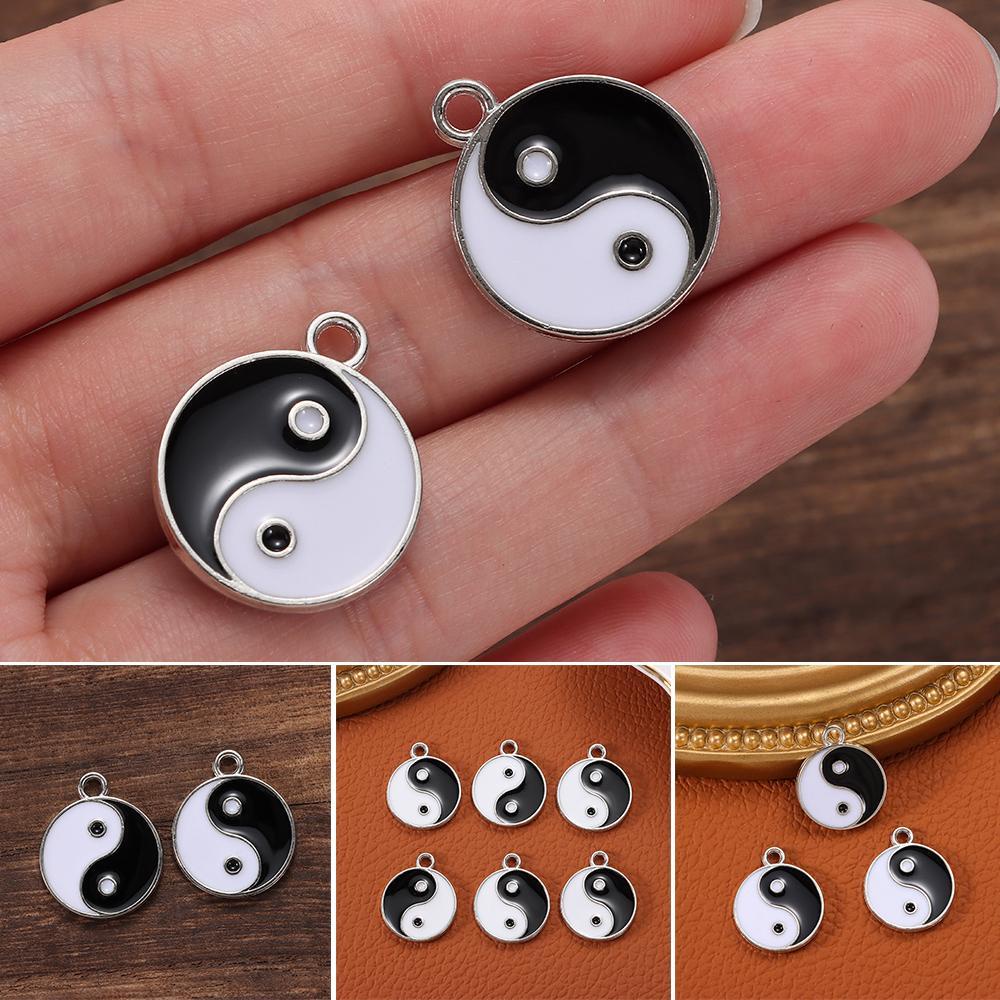 PINEVN Mặt Vòng cổ Âm Dương Trắng Đen