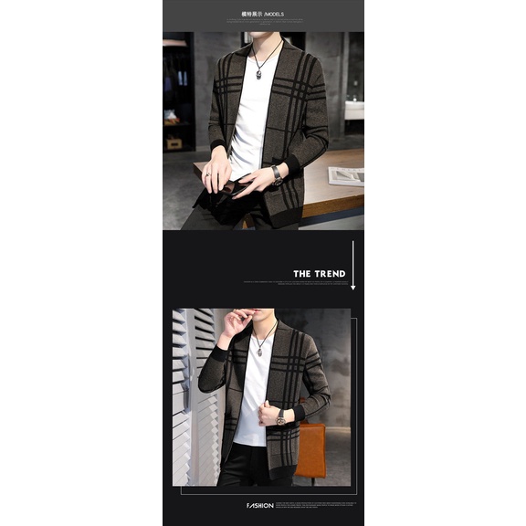 Áo khoác cardigan len mỏng màu trơn cổ đứng phối nút phong cách trẻ trung thời trang 2020 cho nam