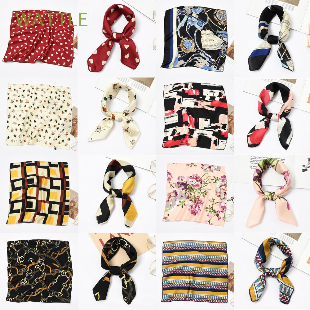 Khăn choàng cổ vuông đa năng thiết kế họa tiết nhiều màu tùy chọn phong cách cổ điển cho nữ