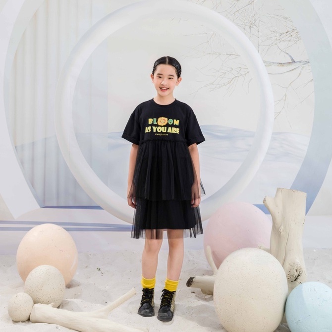 Đầm bé gái JOOKYLI cotton Bloom phối voan 43G0987