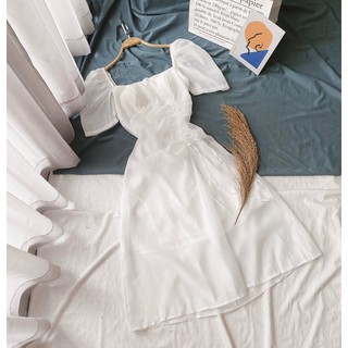 ĐẦM MAXI CỔ TIM RÚT DÂY ( 3 màu )