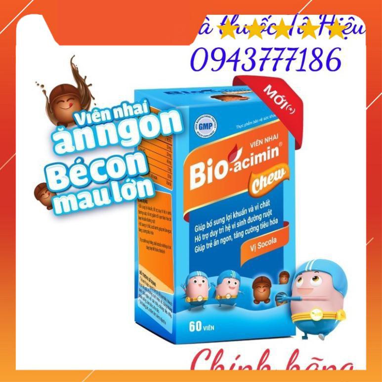 Viên nhai Bio Acimin Chew (Lọ 60 viên) (Chính hãng)- Bổ sung lợi khuẩn cho đường ruột khoẻ mạnh, ăn ngon miệng, mau lớn