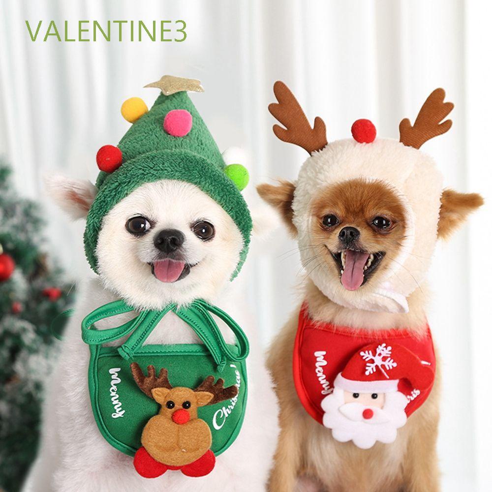 Bộ 3 phụ kiện giáng sinh cho chó Bulldog Pháp/Teddy mũ ông già noel + khăn choàng cổ hình tam giác tích hợp yếm