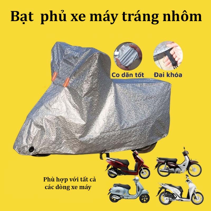 Bạt phủ xe máy loại to 3D Tráng Nhôm Che Mưa Nắng Cách Nhiệt Chống Tia UV Tránh Phai Màu Xe, Bảo hành 1 đổi 1