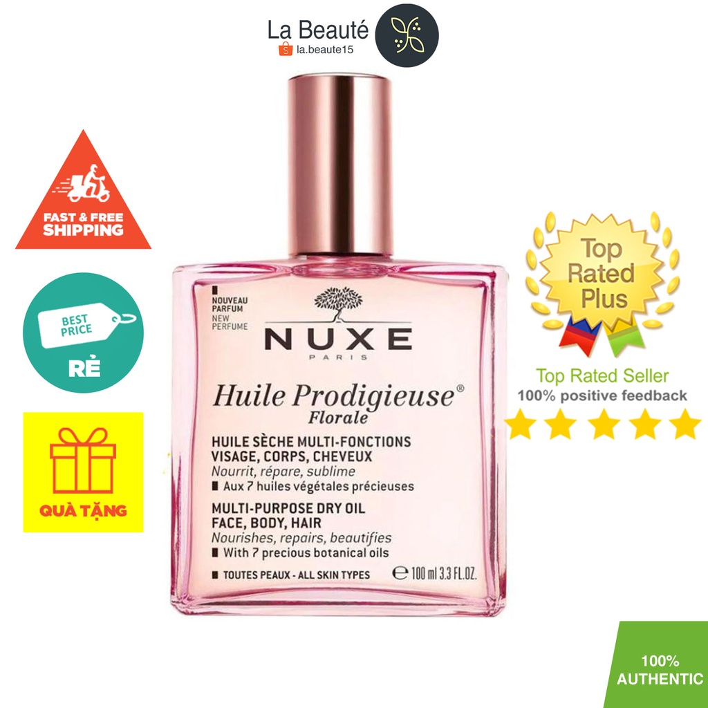 Nuxe Huile Prodigigieuse, Or, Florale - Dầu Khô Đa Năng Không Nhũ, Có Nhũ, Hương Hoa (50ml ~ 100ml)