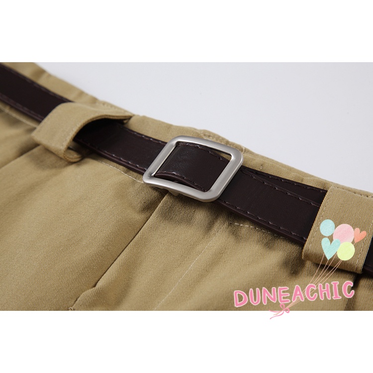 DUNEA Chân váy xếp ly lưng thấp phối thắt lưng quyến rũ thời trang dành cho nữ