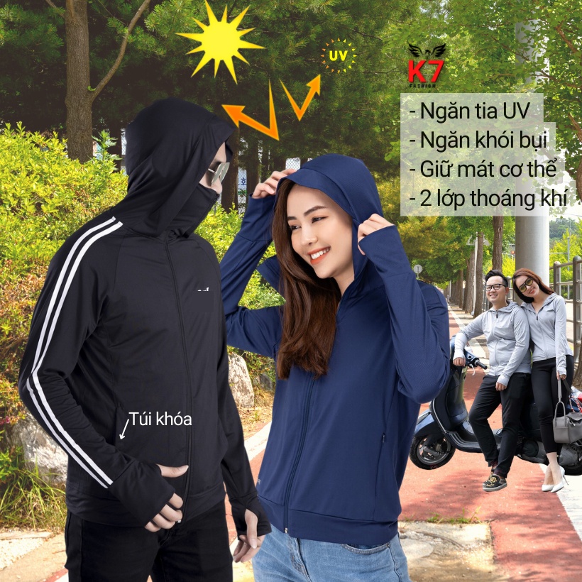Áo chống nắng Nam Nữ 2 lớp thông hơi K7 FASHION, Áo khoác đi đường ngăn khói bụi bẩn