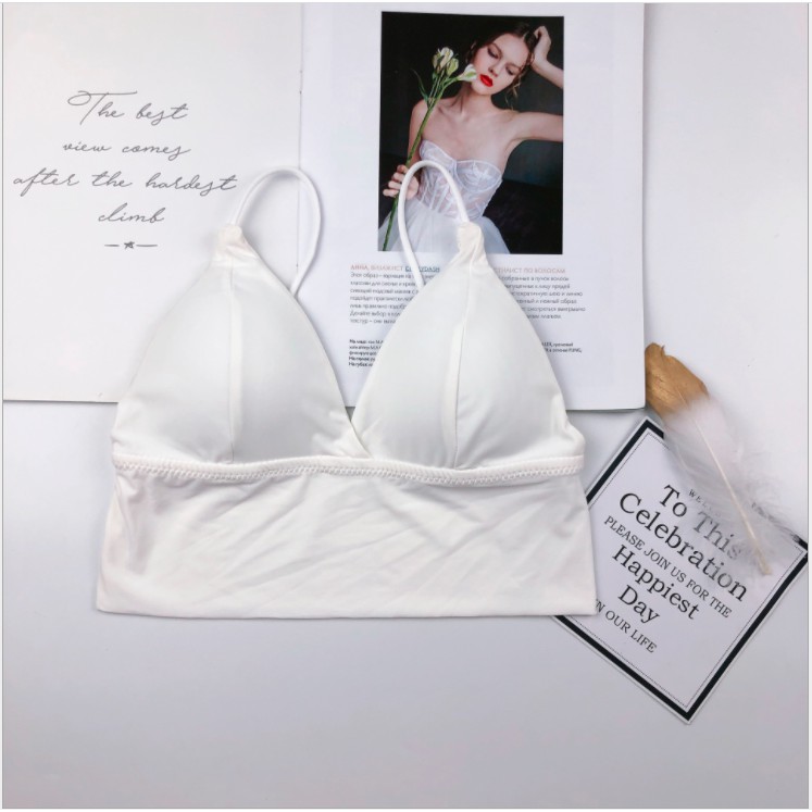 Áo ngực nữ 2 dây mảnh lót thun lạnh su đúc thể thao bra croptop nâng ngực không gọng cúp ngực cao cấp cho nữ M23