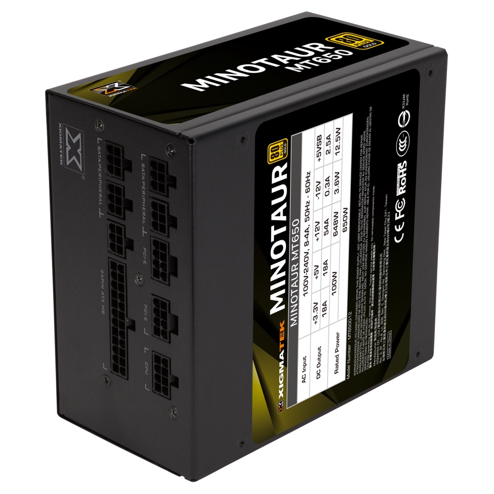Nguồn Máy Tính CST XIGMATEK MINOTAUR MT550 80 Plus Gold/100% Cáp Rời Dạng Dẹt - Hàng chính hãng - Bảo hành 36 tháng
