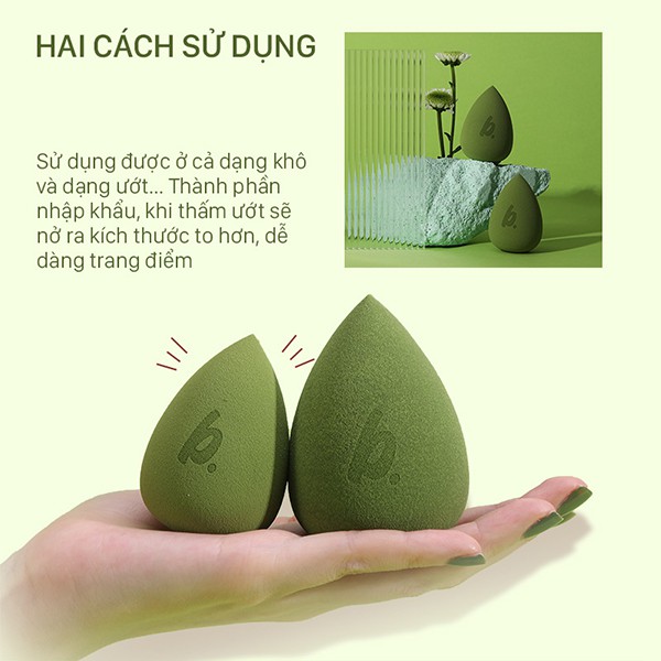 Mút trang điểm tán kem nền Berlala dạng giọt nước mềm mại tiện an toàn và không gây kích ứng - Avocado Color