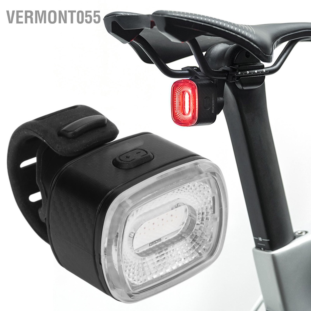 Vermont055 Đèn hậu xe đạp thông minh phanh tự động màu đen Cảm biến 5 chế độ USB Sạc IPX6 ABS chống nước PC 260mAh phía sau