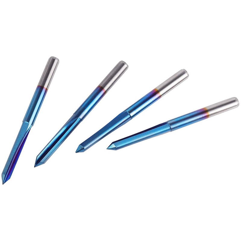 Set 10 Mũi Khoan Thẳng Rãnh Chữ V 60 Độ 2 Rãnh 1 / 8inch Đầu 0.1mm Bits