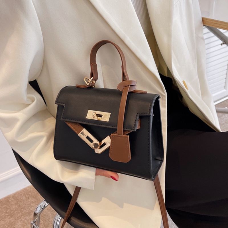 Túi đeo chéo IELGY hình vuông nhỏ phối màu có khóa cài thời trang cho nữ