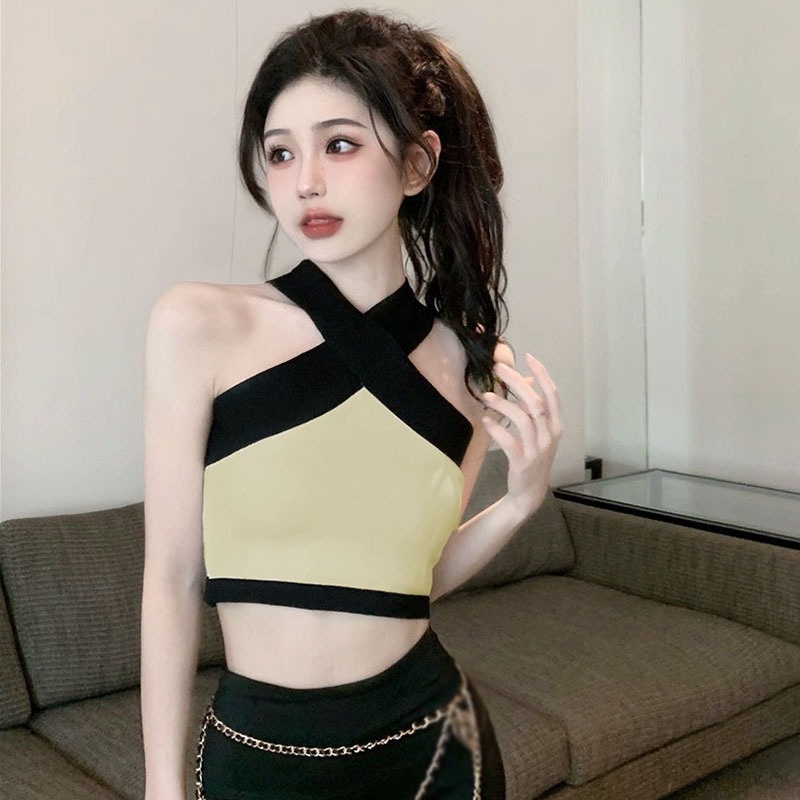 Áo Lửng Hai Dây Dáng Ôm Thời Trang Quyến Rũ Dành Cho Nữ