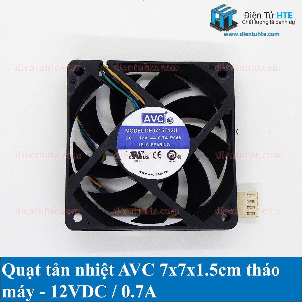 Quạt tản nhiệt AVC 7x7x1.5cm 12V 0.7A - Tháo máy [HTE Quy Nhơn CN2]