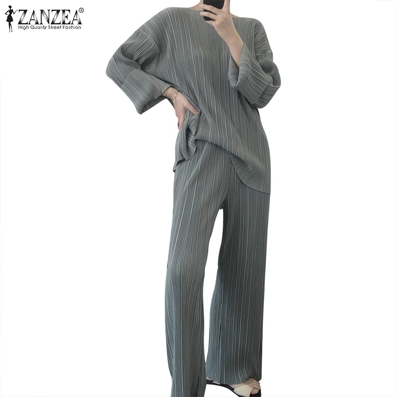 Trang phục Zanzea gồm quần dài ống rộng và áo tay dài phong cách cá tính cho nữ