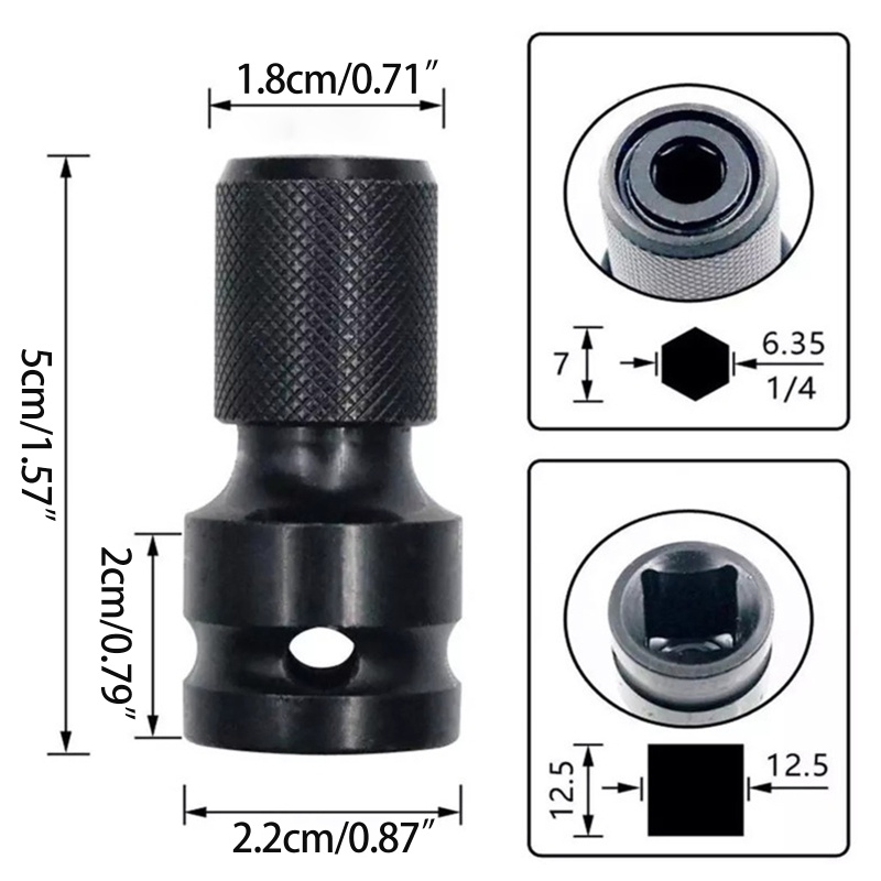 Bộ 3 Đầu Chuyển Đổi Mũi Khoan Hình Vuông Kích Thước 1/2-Inch Sang 1/4 Inch Tiện Dụng