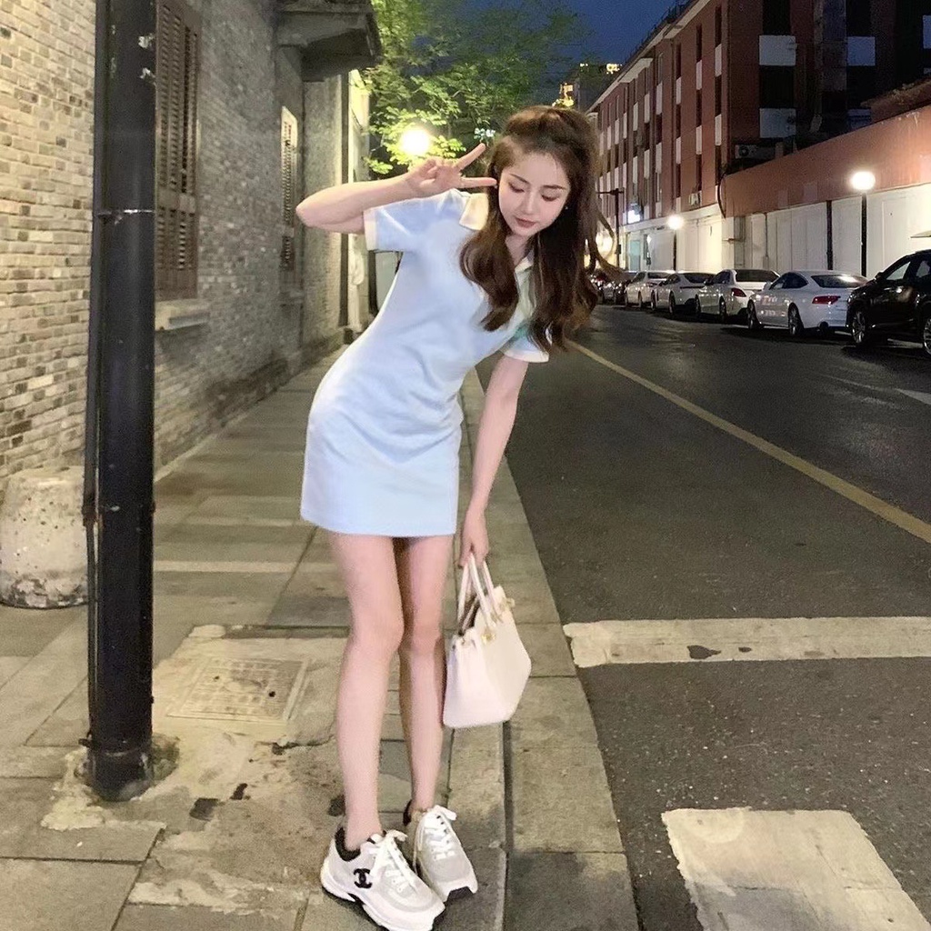 Đầm Polo Ngắn Ôm Eo Màu Sắc Trẻ Trung Thời Trang Mùa Hè Cho Nữ