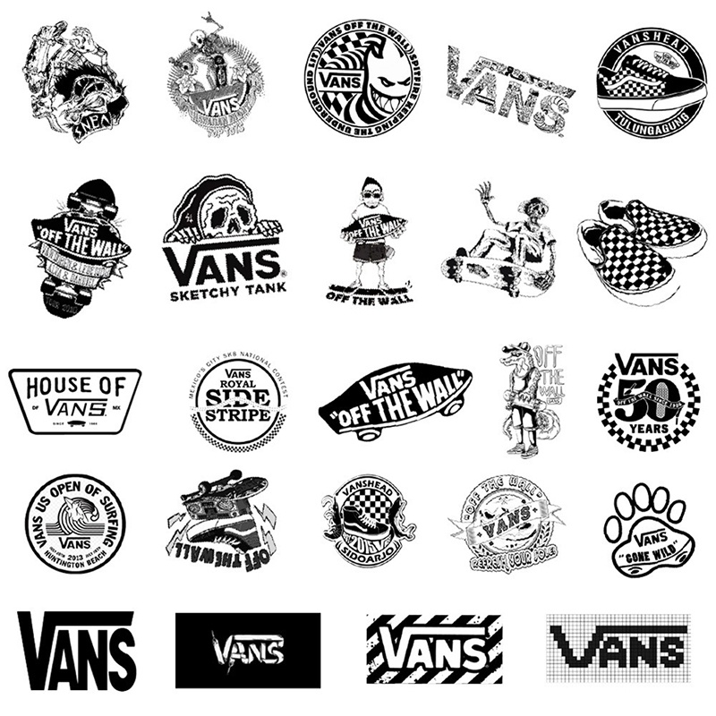 Set 50 Miếng Dán Trang Trí Họa Tiết Graffiti Màu Trắng Và Trắng