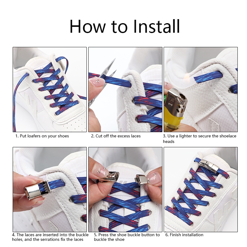 Dây Giày Co Giãn Không Cần Buộc Chiều Rộng 8MM Màu Cầu Vồng