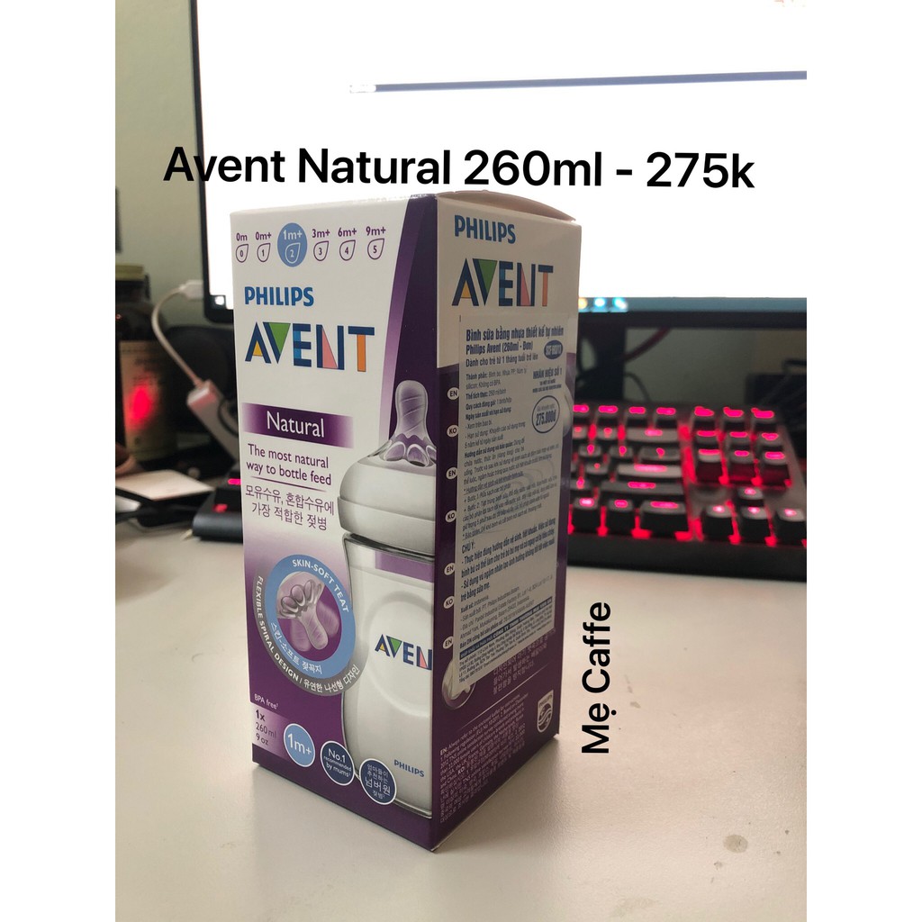 Bình sữa Avent Natural Mô Phỏng Tự Nhiên 125ml và 260ml - Hàng Chính Hãng