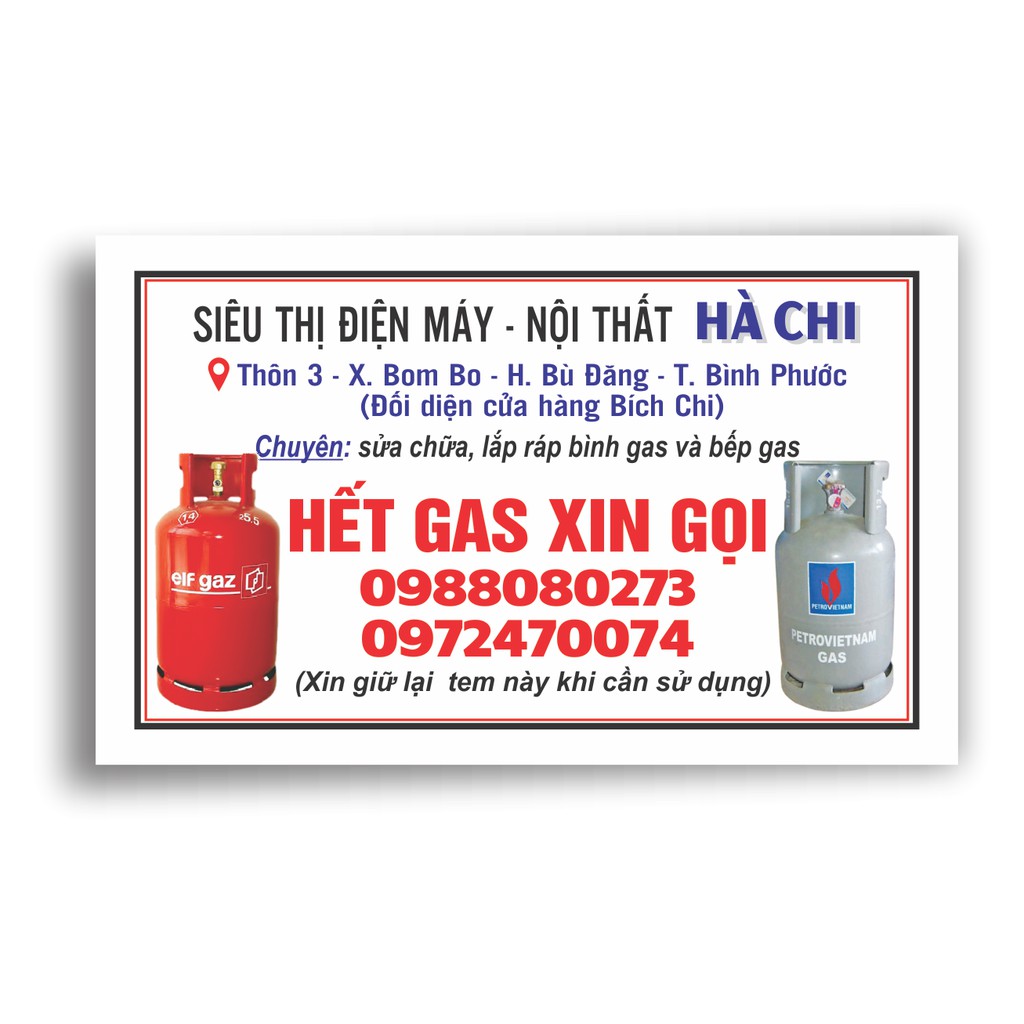 [5 tờ tem nhựa] In decal, tem nhựa dán bình gas, dán quảng cáo chống nước tốt theo yêu cầu