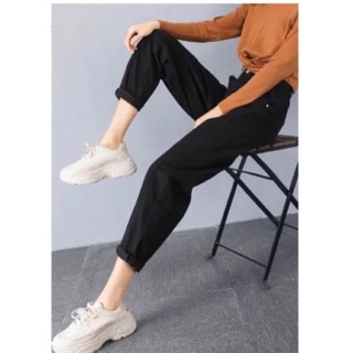 Baggy jean đen trơn Bigsize 33-35