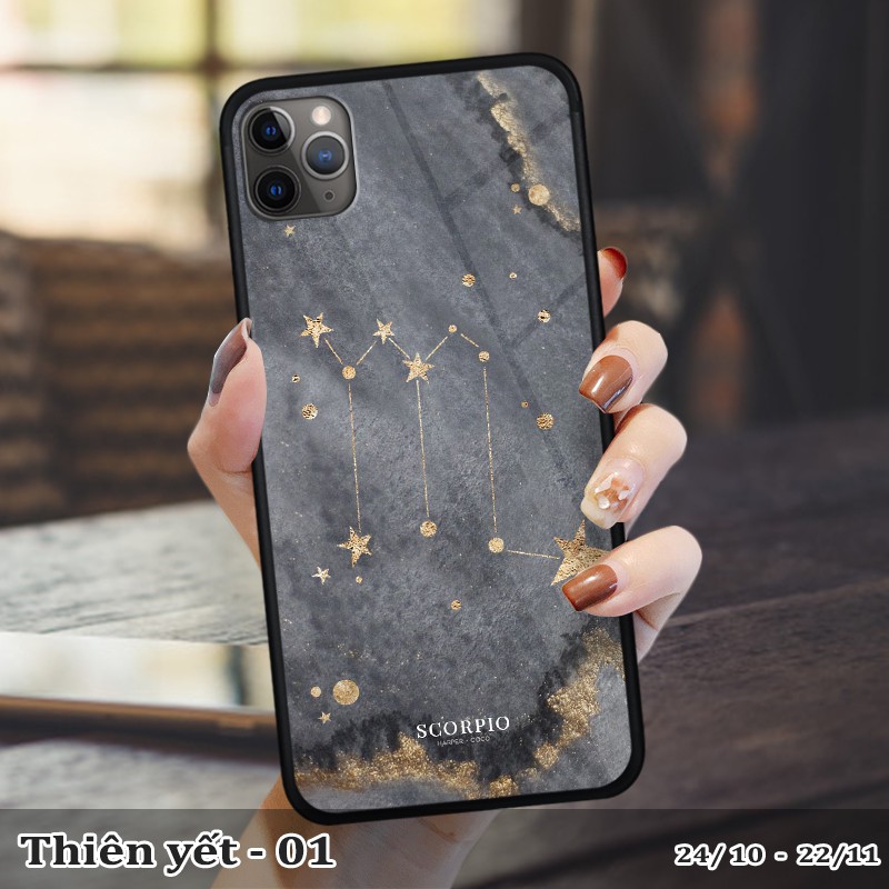 Ốp lưng kính 3D iPhone 11 Pro Max cung hoàng đạo