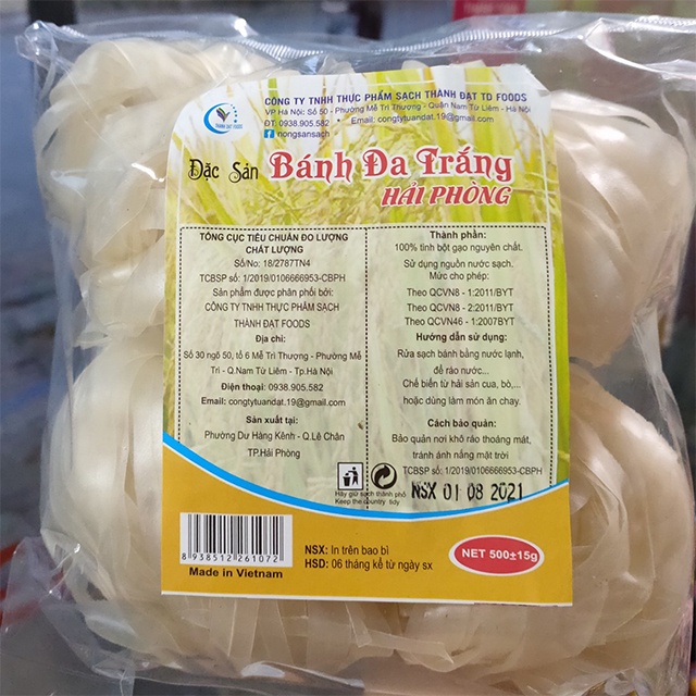 Bánh đa Trắng Hải Phòng 500gr