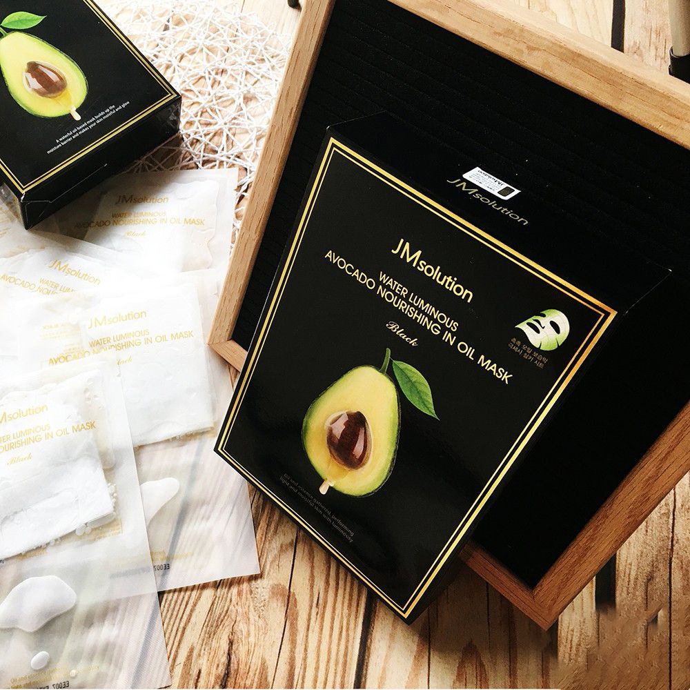 Mặt Nạ Dưỡng Da JMsolution Water Luminous Avocado Oil Ampoule Mask Black Tinh Chất Trái Bơ -