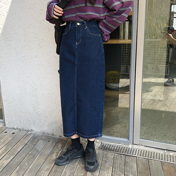 Chân Váy Denim Lưng Cao Xẻ Tà Xiaozhainv Phong Cách Hàn Quốc Cho Nữ | BigBuy360 - bigbuy360.vn