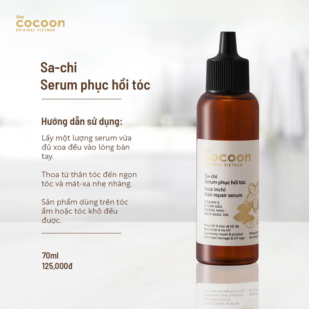 Serum Sa-chi phục hồi tóc Cocoon bảo vệ tối đa khỏi nhiệt và tia UV 70ml