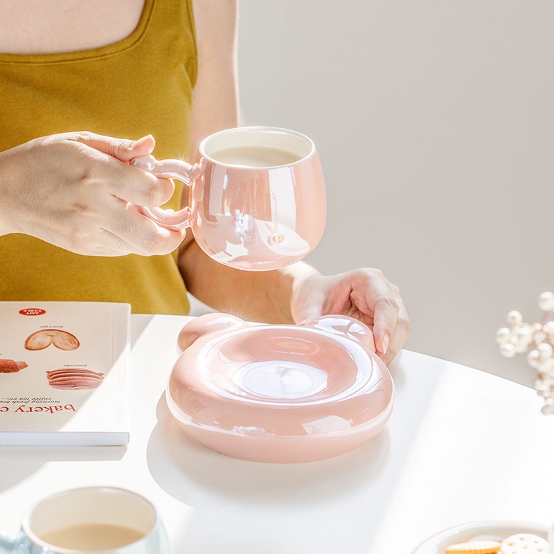 Bộ Cốc Uống Cà Phê / Sữa / Cà Phê Bằng Gốm Sứ Cao Cấp Có Tay Cầm Treo Phong Cách Xiaohongshu