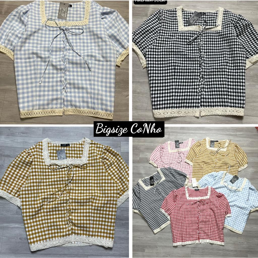 Áo sơ mi caro , áo bigsize nữ cổ chui đầu AK3
