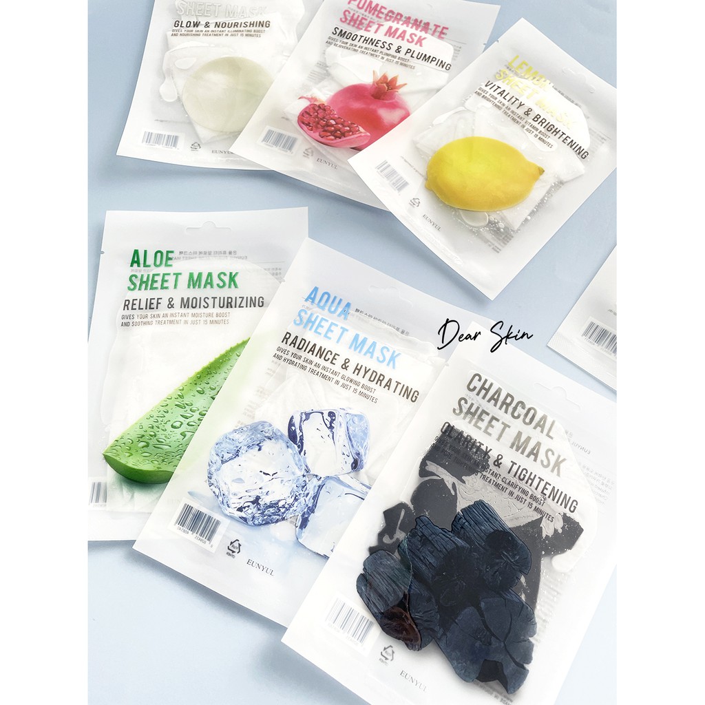 [ Mặt Nạ Hàn ] PURITY Eunyul 8 tinh chất dưỡng da Collagen/Aqua/Blueberry/Lemon/Aloe/Pearl/Pomegranate/Charcoal