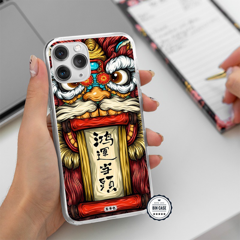 🔥 Ốp phong thủy in hình Lân Sư Rồng 🔥Ốp may mắn tài lộc iphone 6/6s/7/8 plus/x/xr/xs max/12 pro max/11 promax TATTOO0023