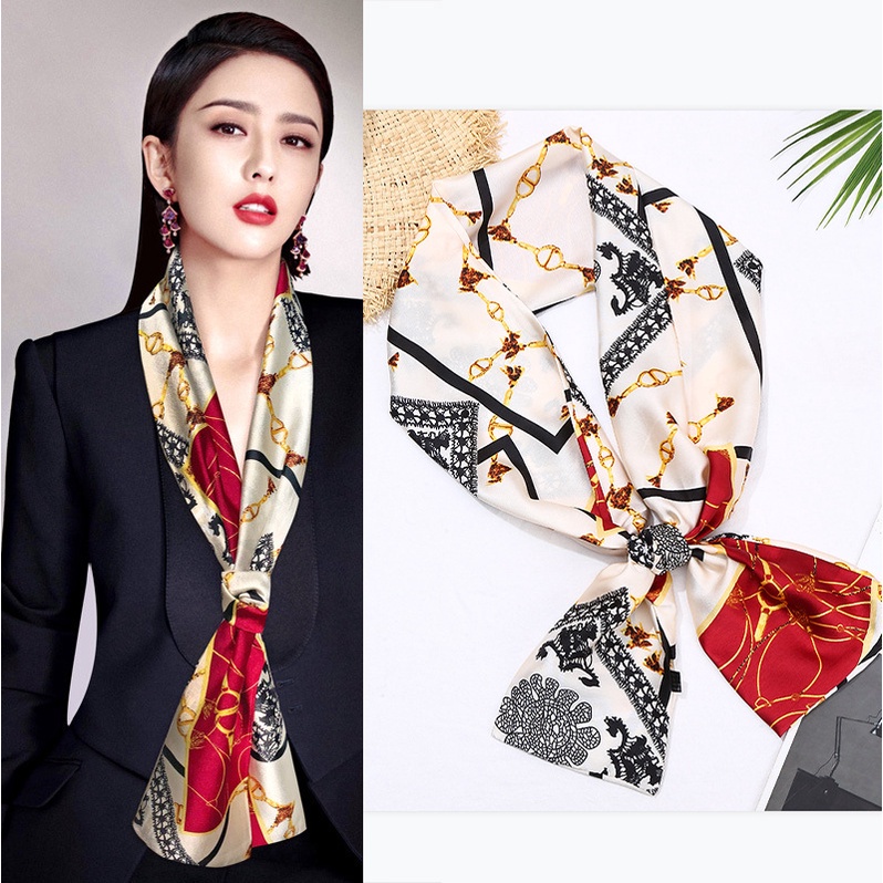 Khăn Choàng Cổ Dài Và Nhỏ Bằng Lụa Thời Trang Xuân Thu Đa Năng Dành Cho Nữ