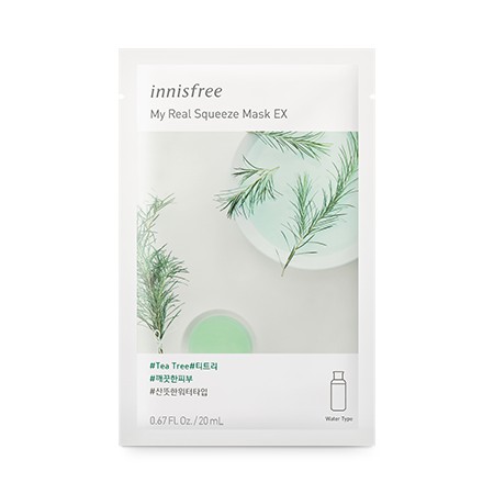 Mặt Nạ Giấy Dưỡng Da Chiết Xuất Từ Tràm Trà, Kombucha Jeju Innisfree My Real Squeeze Energy Mask EX