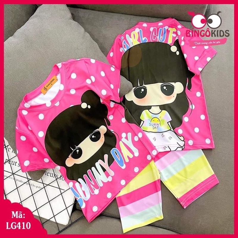 Bộ Đồ Thun Lạnh In 3D 💕LINA KIDS 💕 in 2 mặt trước sau hottrend siêu xinh đẹp cho bé gái size từ 8-19kg
