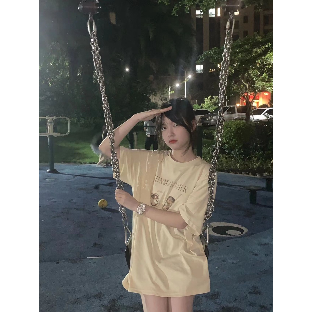 NRVP Áo Thun Nữ Oversize Cổ Tròn Thời Trang Hàn Quốc