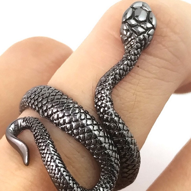 Nhẫn Hình Rắn Mạ Bạc Thời Trang Cá Tính Có Thể Điều Chỉnh Cho Nam Nữ