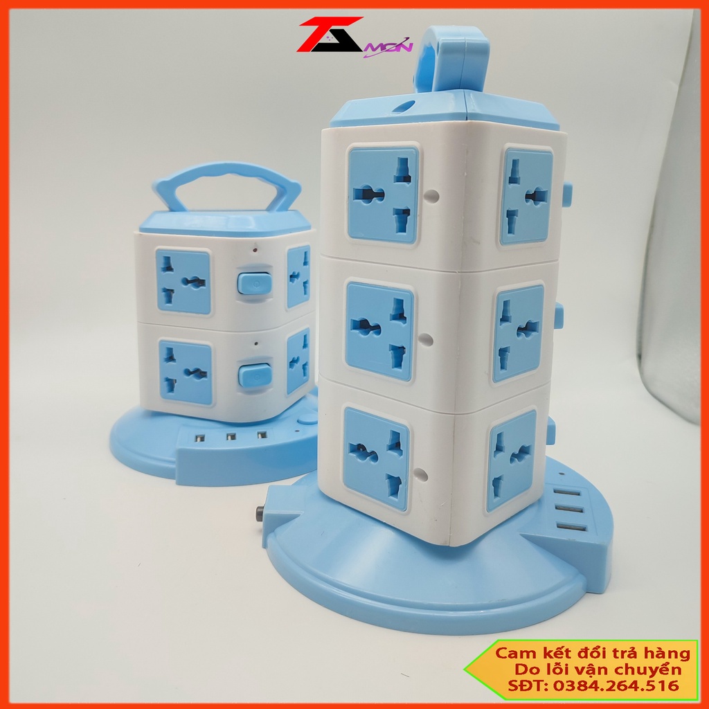 Ổ Điện Đa Năng 2-3 Tầng, 12 Ổ Cắm, 3 Cổng USB Siêu Tiện Lợi - Ổ Cắm Điện Thiết Kế Đứng 2-4Tầng Đa Năng