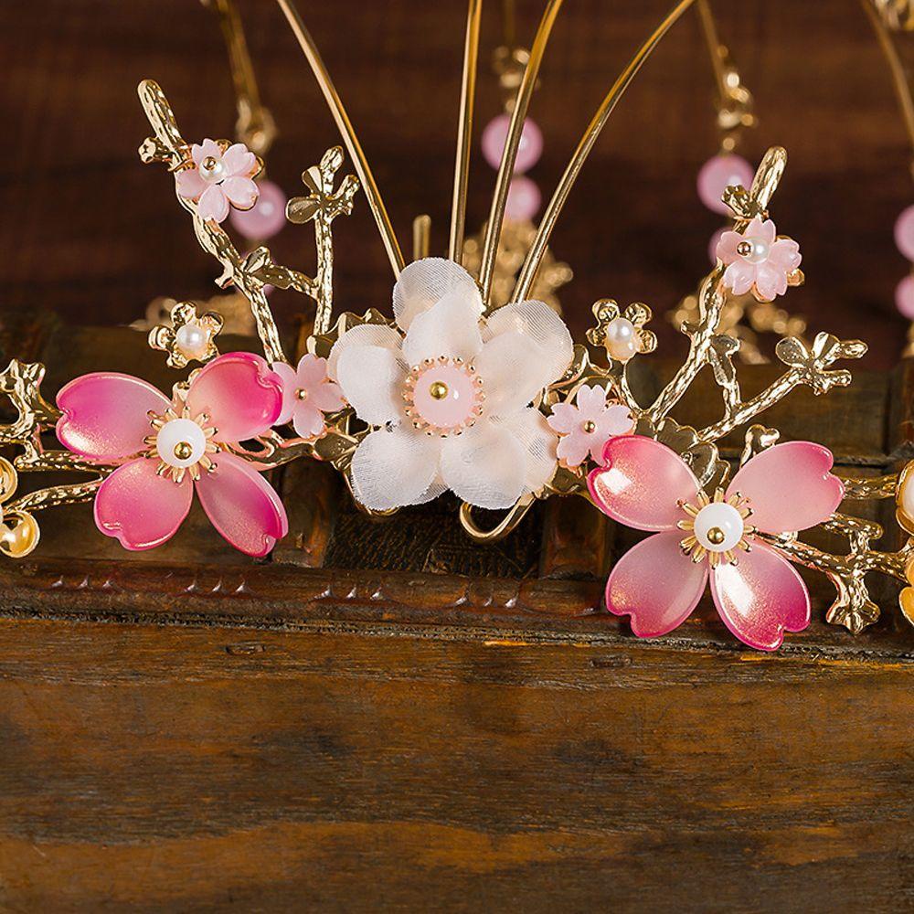 Nĩa Cài Tóc Hình Hoa Phối Tua Rua Phong Cách Trung Hoa Cổ Điển Sang Trọng Cho Bé Gái