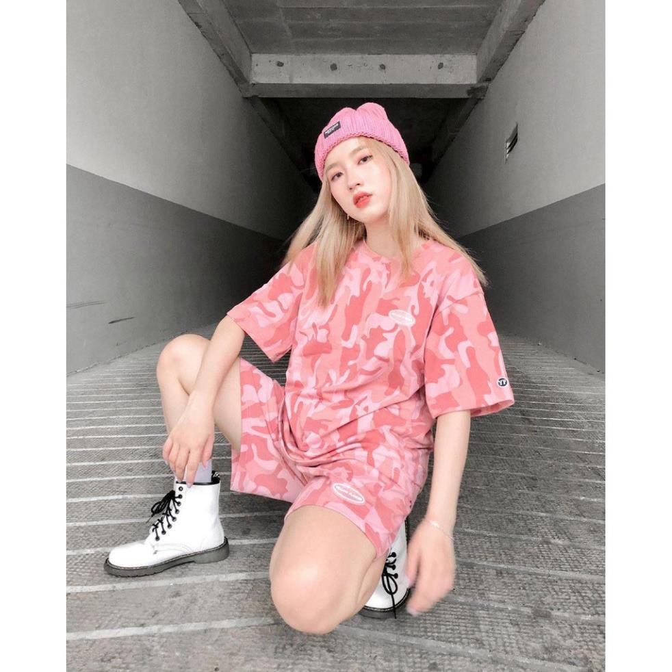 Set Camo Tím Nữ 🌸 Bộ loang rằn ri hồng pastel áo thun quần short dáng suông SIÊU HOT 🌸