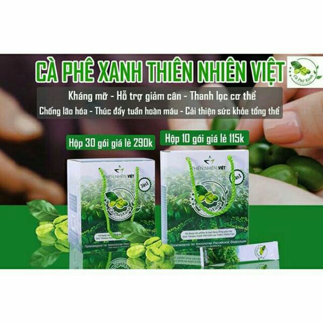 Cà Phê Xanh cty Thiên Nhiên Việt chính hãng 100% __VinetShop9x